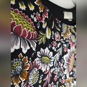 Loft Outlet Black Floral Dress Stretch Jersey Knit Short Sleeve 4P